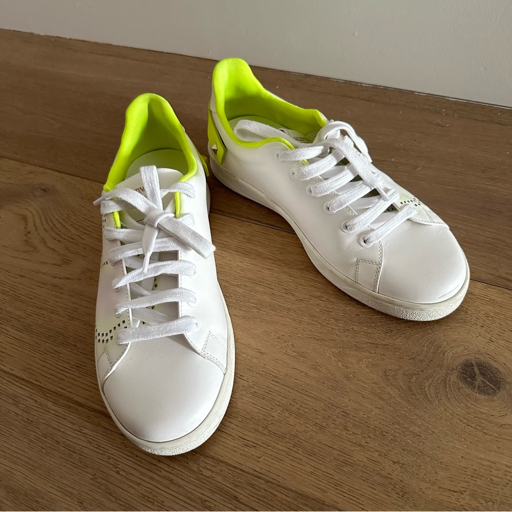 VALENTINO white, neon green sneakers, size 37